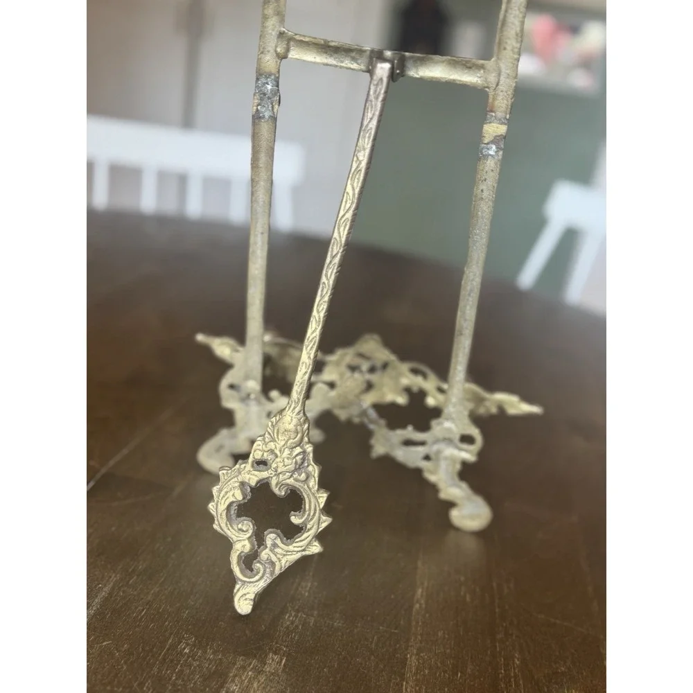 Vintage‎ Ornate Brass Table Top Art Easel Wedding Photo Frame Display Stand 20